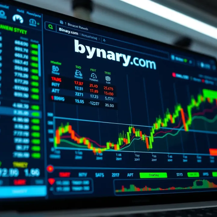 Interface of Binary.com showing various trading options and market trends