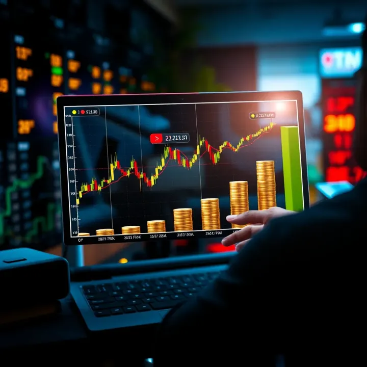 Conceptual graphic showing confidence growth and risk management in trading with virtual currency