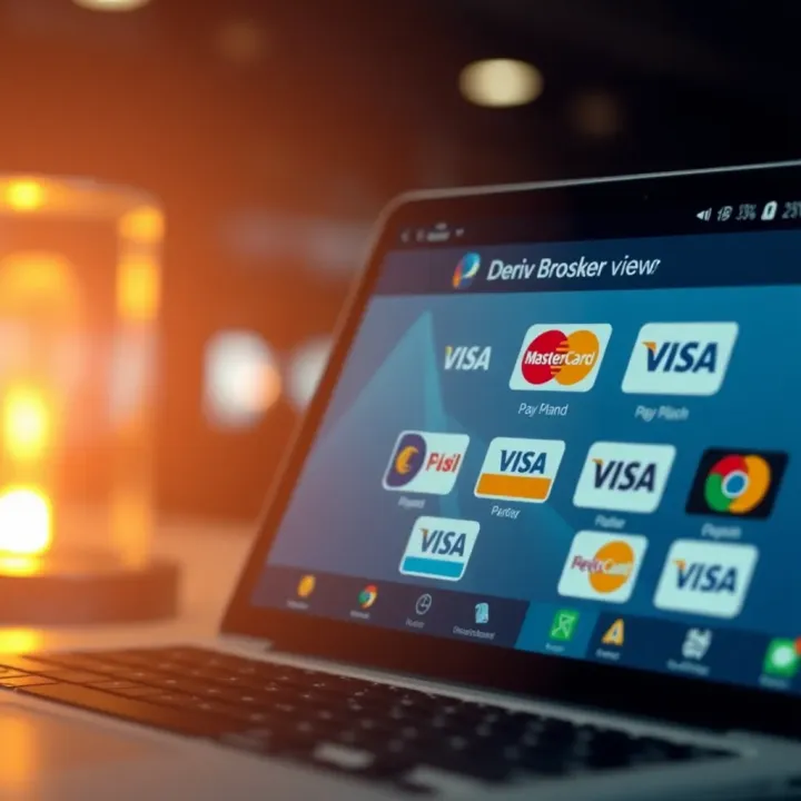 Graphic showing different payment methods accepted by Deriv brokers for deposits