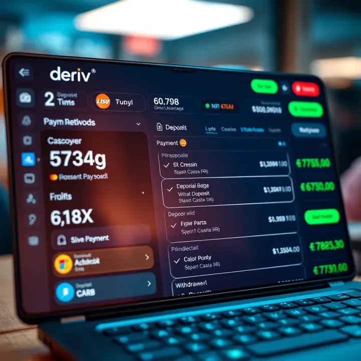 User interface of Deriv Cashier showing deposit and withdrawal options available for Nigerian traders