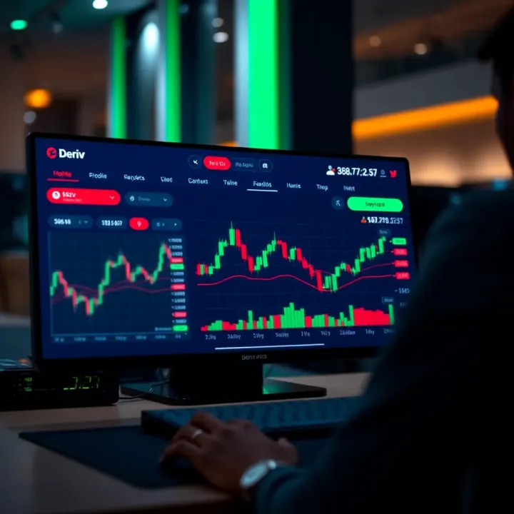 Dashboard displaying live trading interface on Deriv platform
