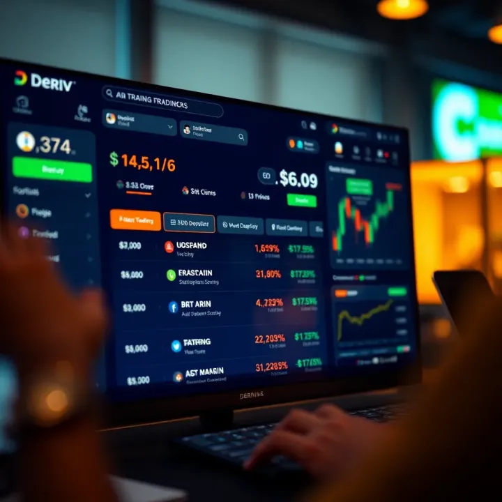 Deriv trading platform dashboard showing USD deposit options