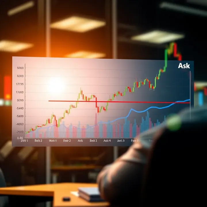 Graph showing the difference between bid and ask prices in a forex market