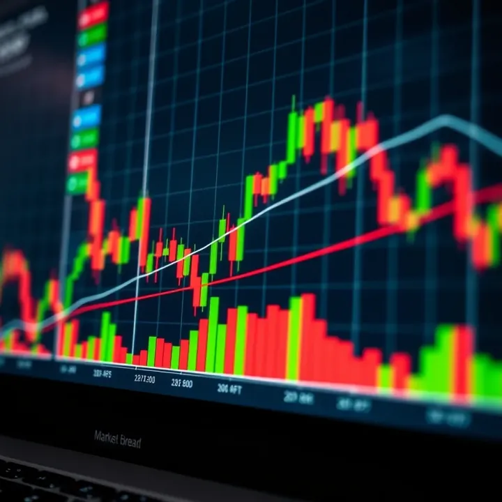 Graph showing triangle and flag chart patterns with trend lines marking consolidation and breakout points
