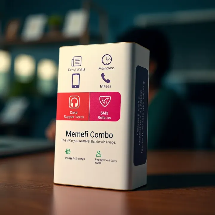 Illustration showing components of the Memefi Combo including data, calls, and SMS options