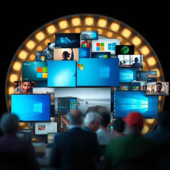Collage of Microsoft products including Windows, Azure, and Office suite highlighting their use in Nigerian businesses and technology sector