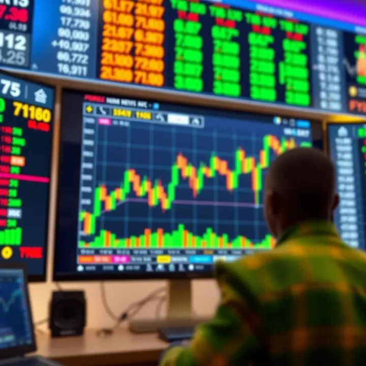 Digital currency exchange interface showing fluctuating forex market charts