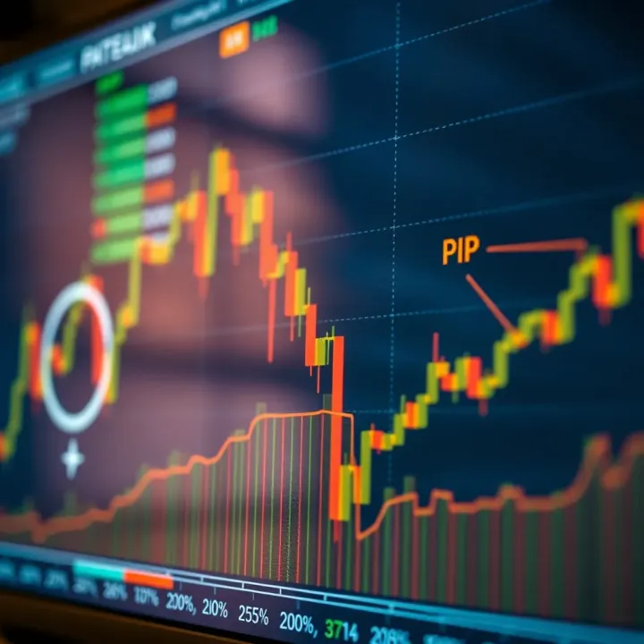 Graph illustrating currency pair price movements with highlighted pip values