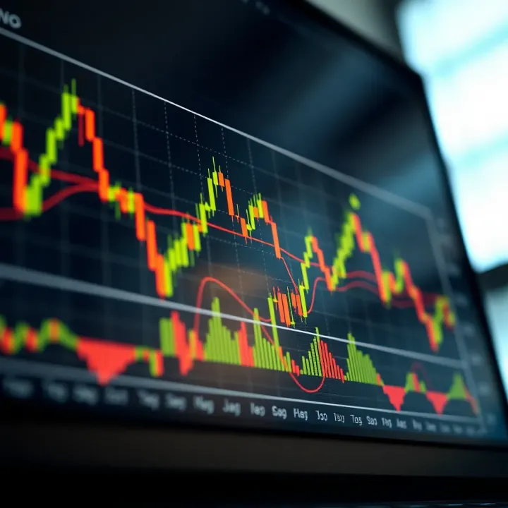 Technical trading chart with indicators and pattern formations for investment decision-making