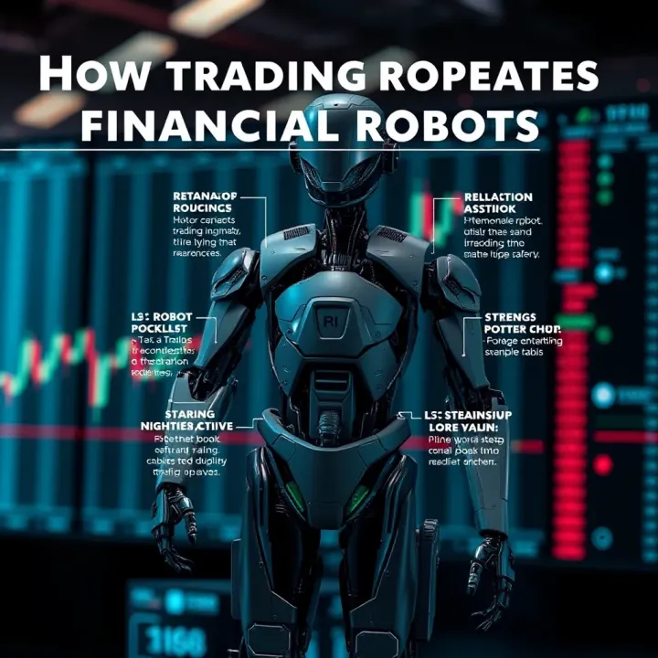 Diagram illustrating the operation of trading robots in financial markets with various data inputs and automated trading actions