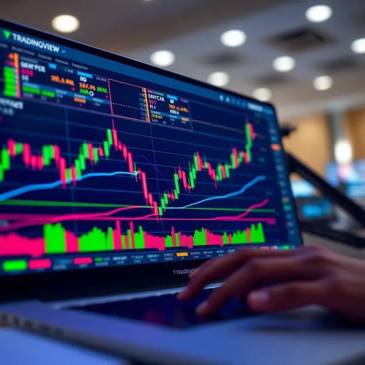 Detailed TradingView chart displaying binary options price movements with technical indicators