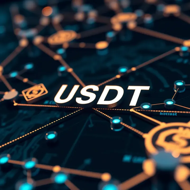 Diagram illustrating the blockchain network and USDT token transactions