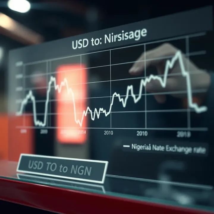 Graph illustrating fluctuations in the US Dollar to Nigerian Naira exchange rate over time