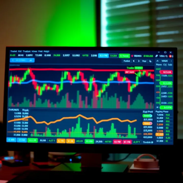 TradingView chart displaying various financial indicators and price movements on a computer screen